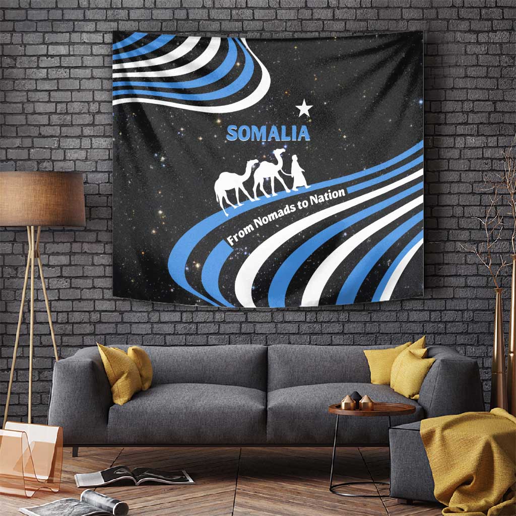 Somalia Tapestry with From Nomads to Nation Camel Galaxy Flag Spirit TS04