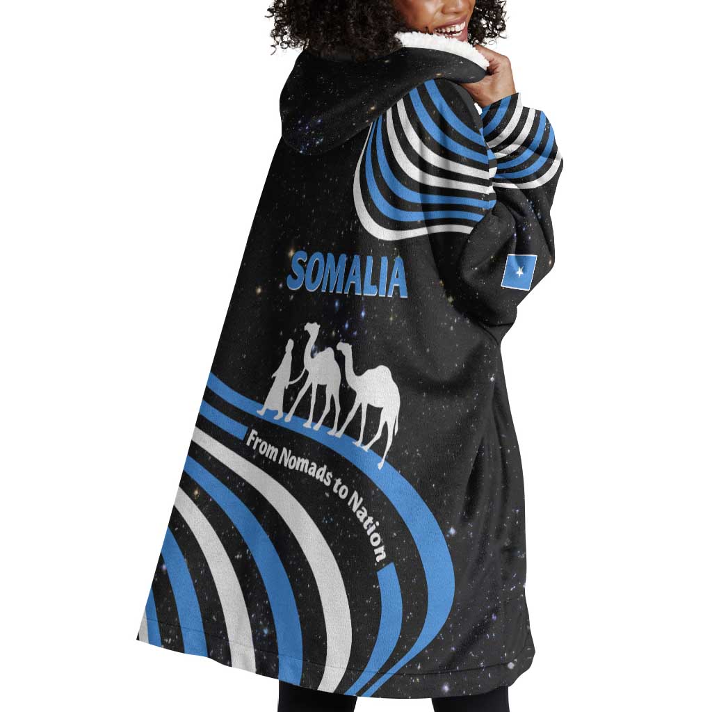 Somalia Wearable Blanket Hoodie with From Nomads to Nation Camel Galaxy Flag Spirit TS04
