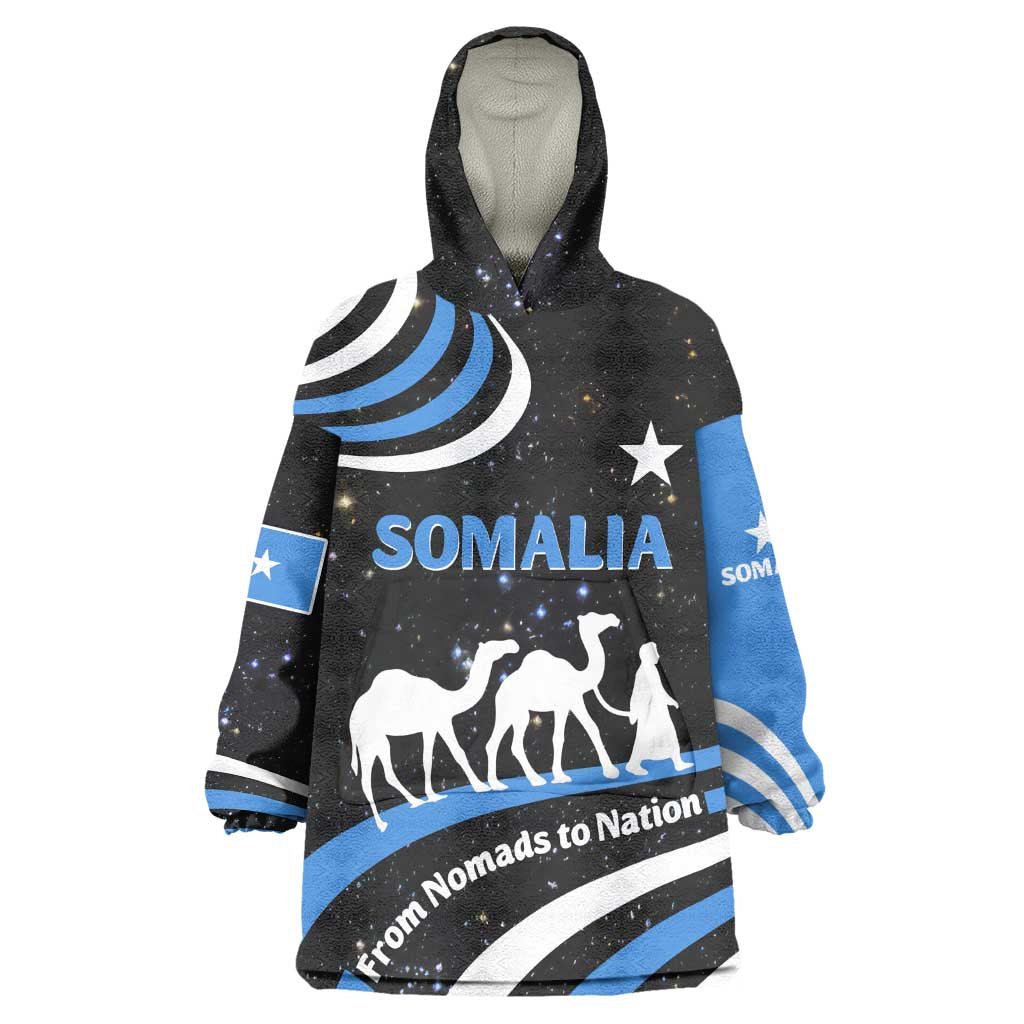 Somalia Wearable Blanket Hoodie with From Nomads to Nation Camel Galaxy Flag Spirit TS04