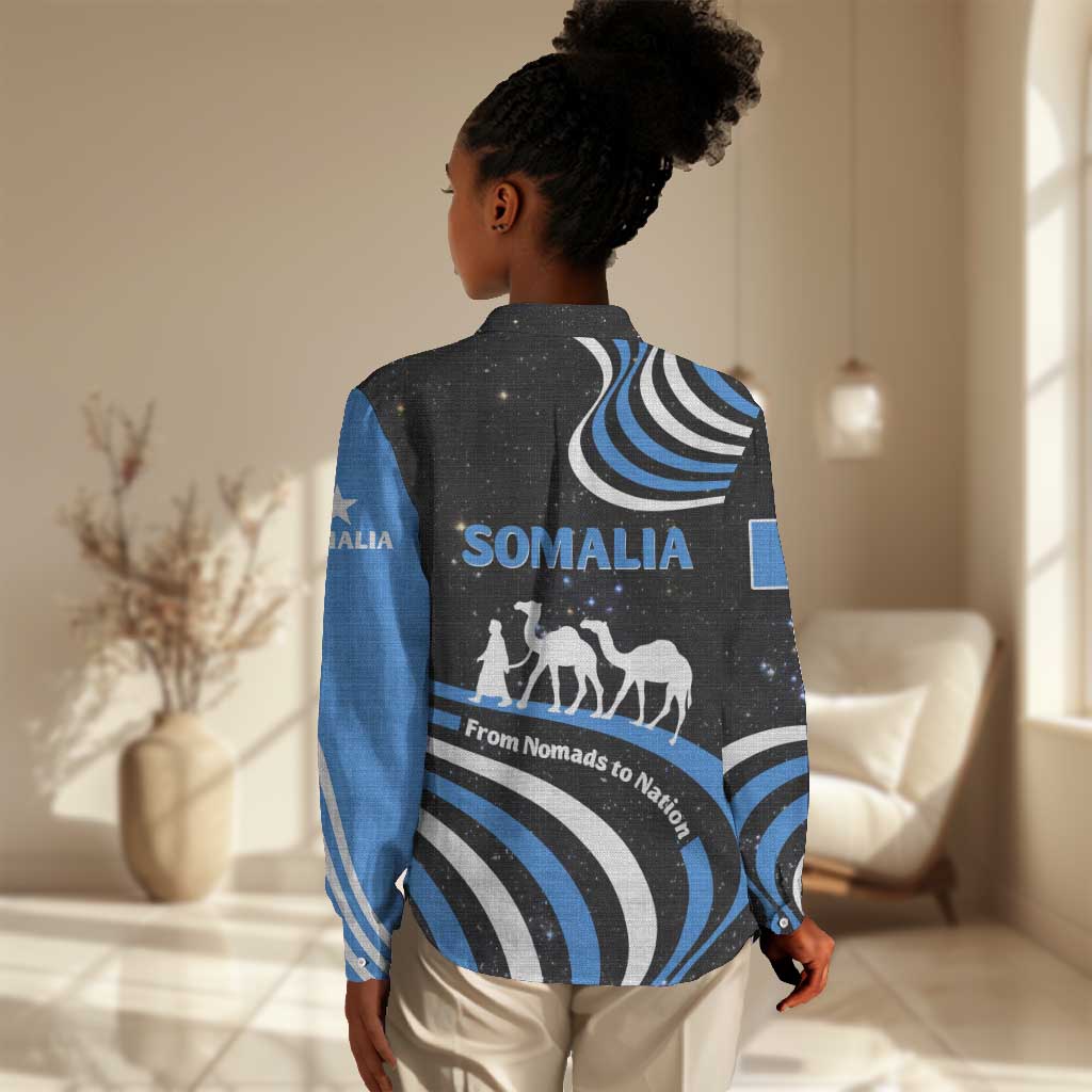 Somalia Women Casual Shirt with From Nomads to Nation Camel Galaxy Flag Spirit TS04