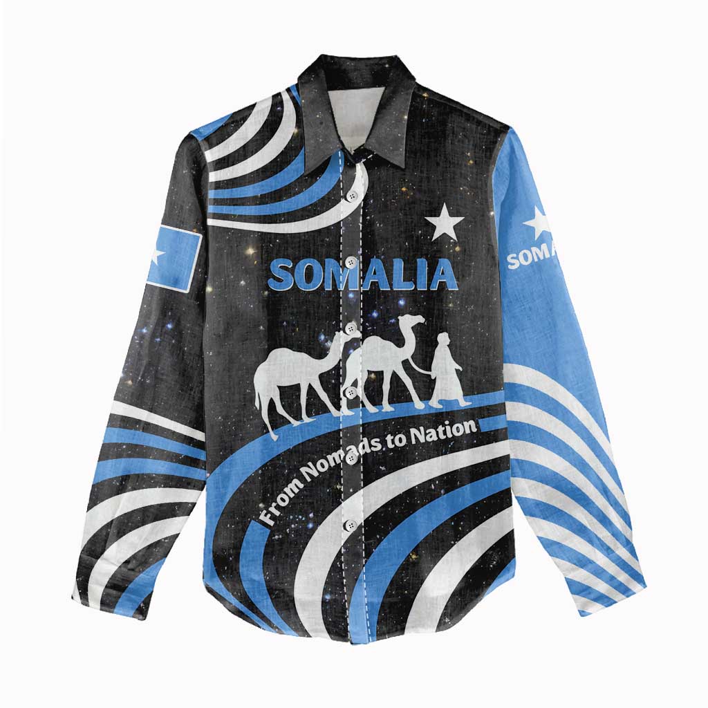 Somalia Women Casual Shirt with From Nomads to Nation Camel Galaxy Flag Spirit TS04