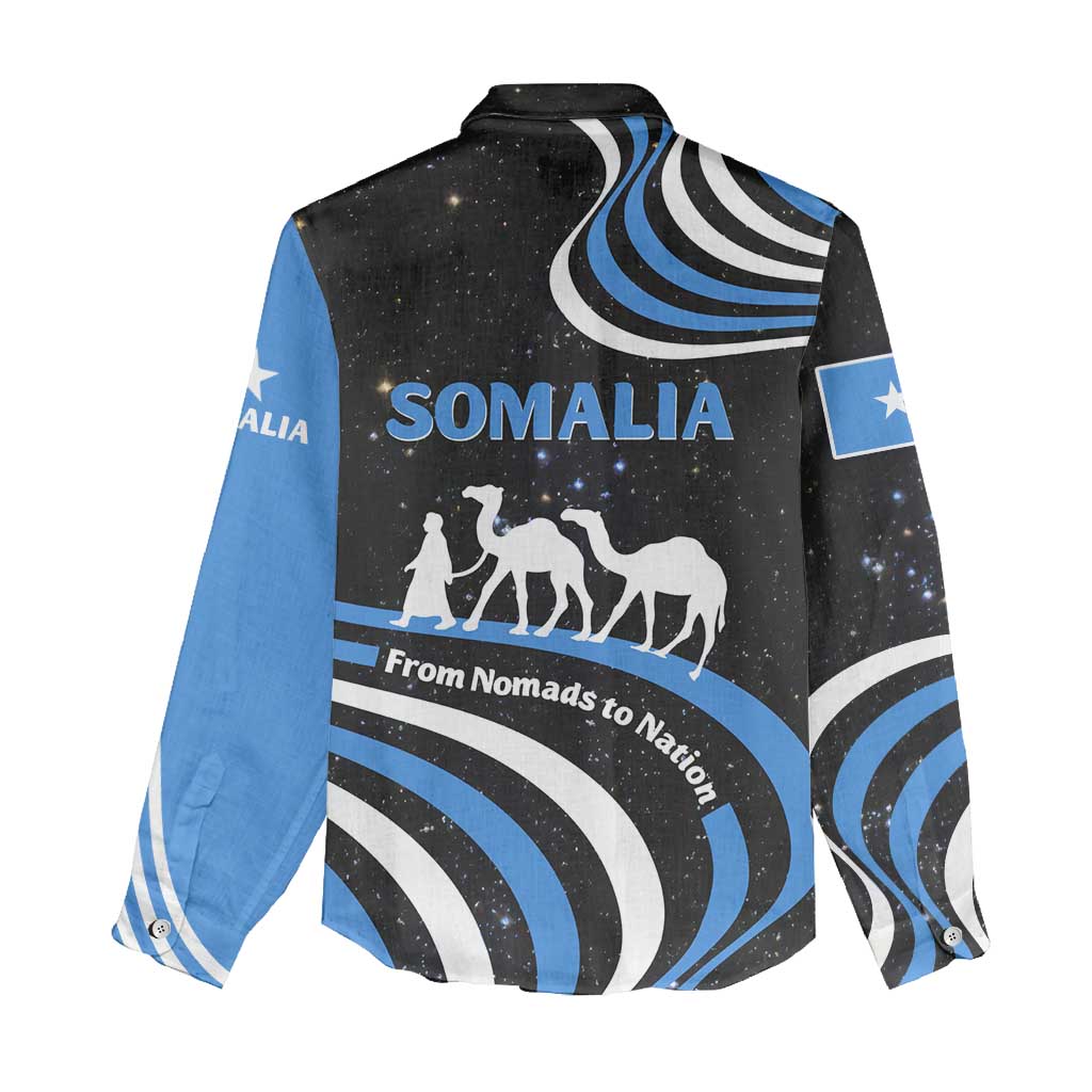 Somalia Women Casual Shirt with From Nomads to Nation Camel Galaxy Flag Spirit TS04