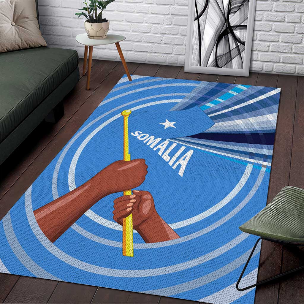 Somalia Area Rug with Raised Fist Flag Blue Unity Wave Spirit TS04