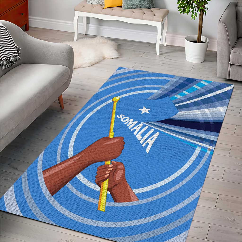 Somalia Area Rug with Raised Fist Flag Blue Unity Wave Spirit TS04