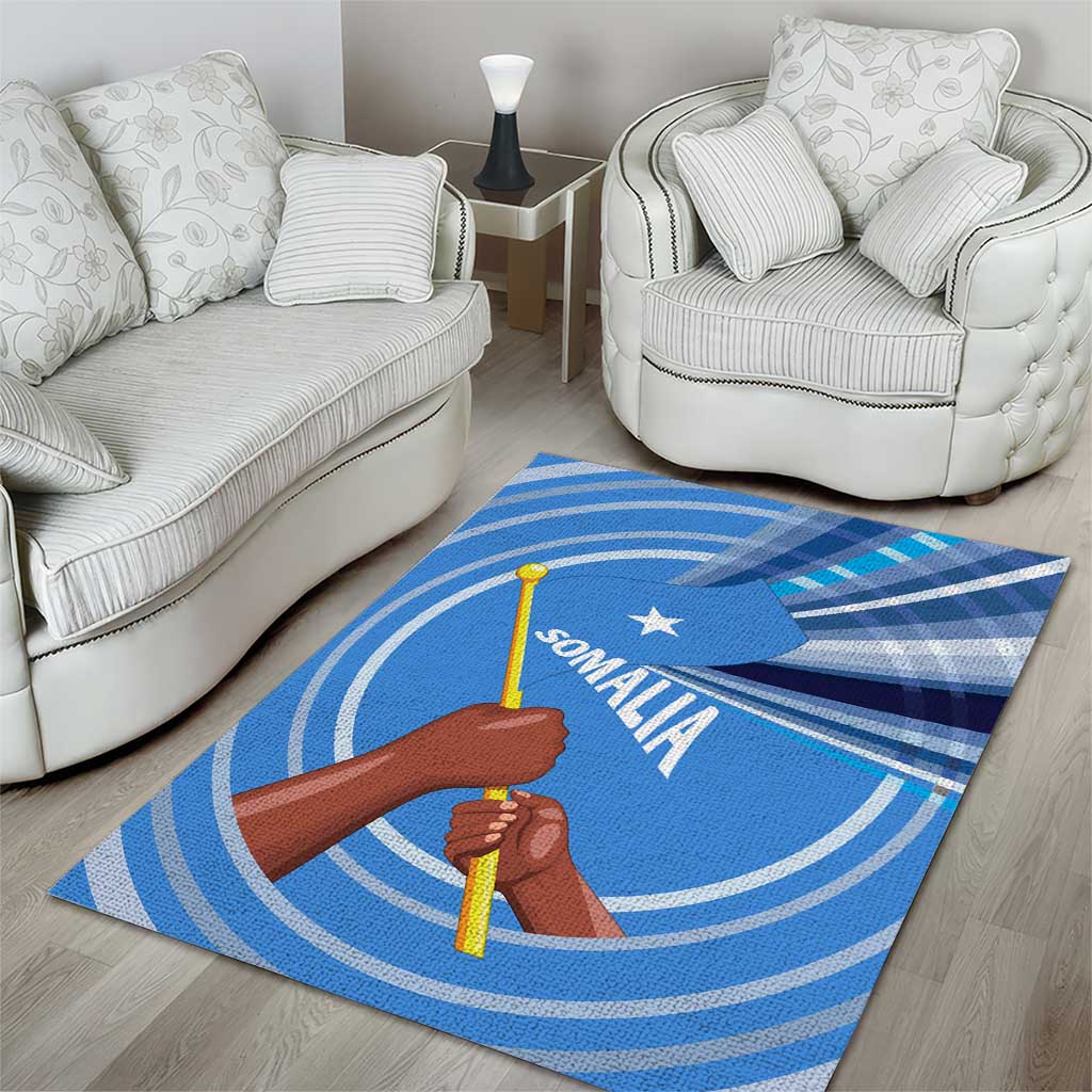 Somalia Area Rug with Raised Fist Flag Blue Unity Wave Spirit TS04