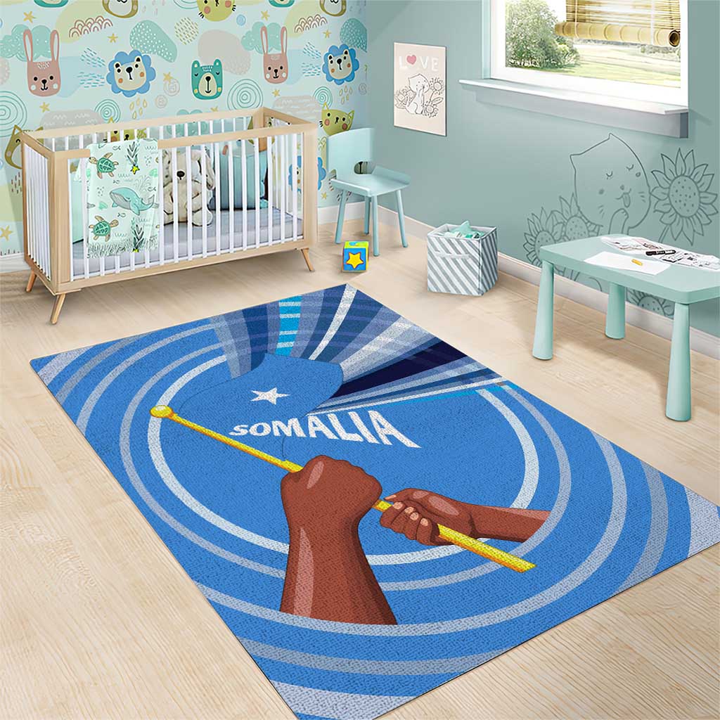 Somalia Area Rug with Raised Fist Flag Blue Unity Wave Spirit TS04