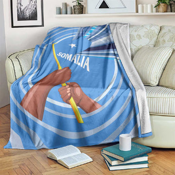 Somalia Blanket with Raised Fist Flag Blue Unity Wave Spirit TS04