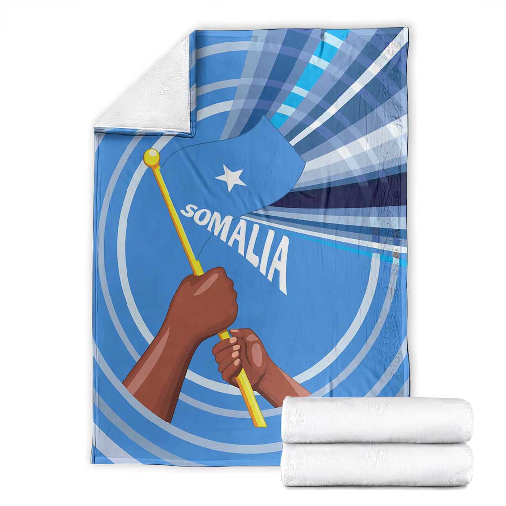 Somalia Blanket with Raised Fist Flag Blue Unity Wave Spirit TS04