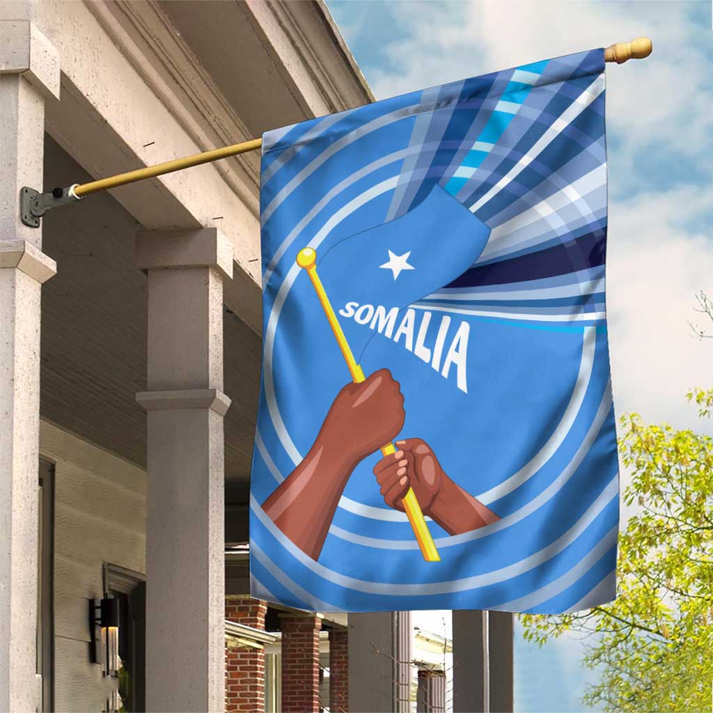 Somalia Garden Flag with Raised Fist Flag Blue Unity Wave Spirit TS04