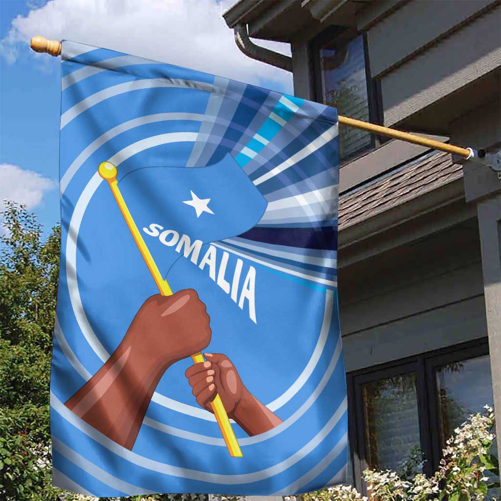 Somalia Garden Flag with Raised Fist Flag Blue Unity Wave Spirit TS04