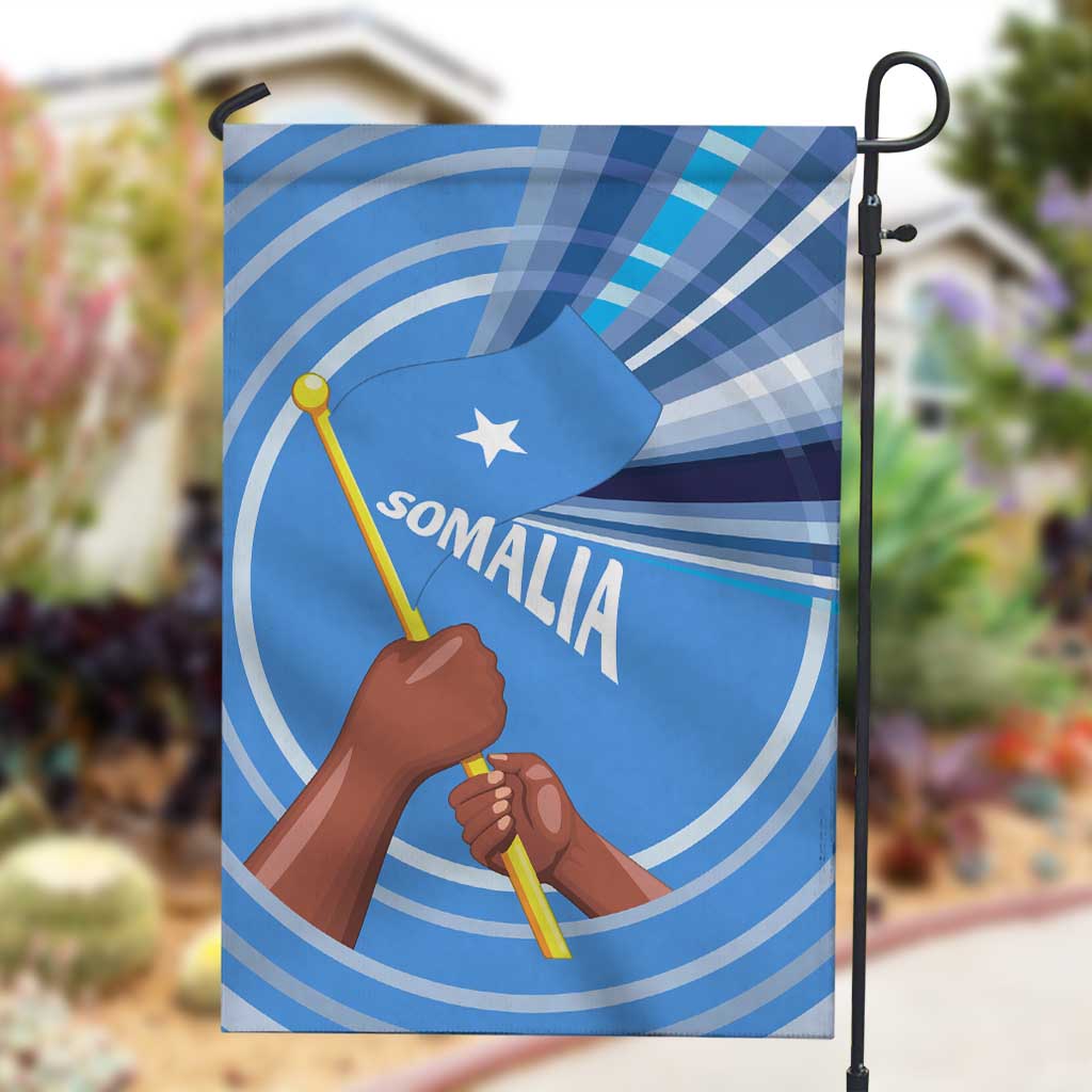 Somalia Garden Flag with Raised Fist Flag Blue Unity Wave Spirit TS04