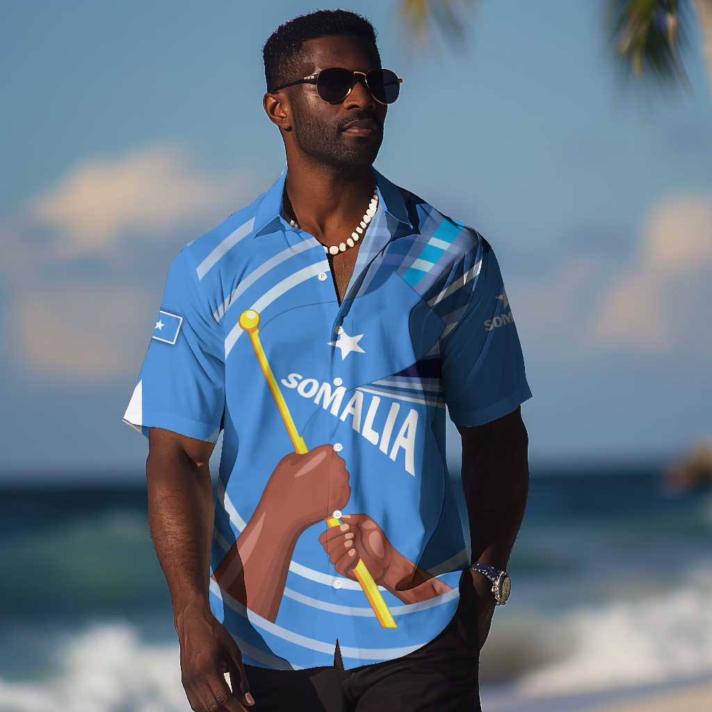 Somalia Hawaiian Shirt with Raised Fist Flag Blue Unity Wave Spirit TS04