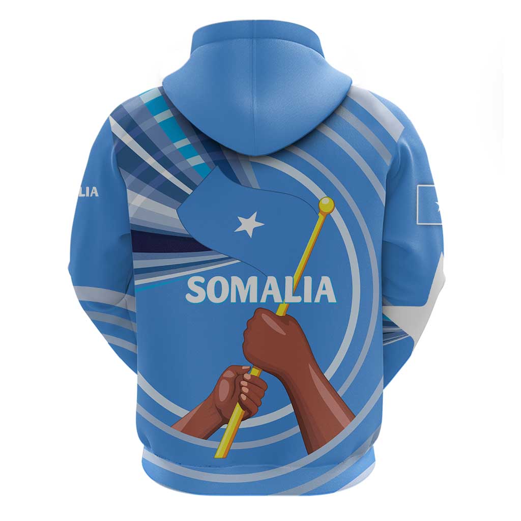 Somalia Hoodie with Raised Fist Flag Blue Unity Wave Spirit TS04