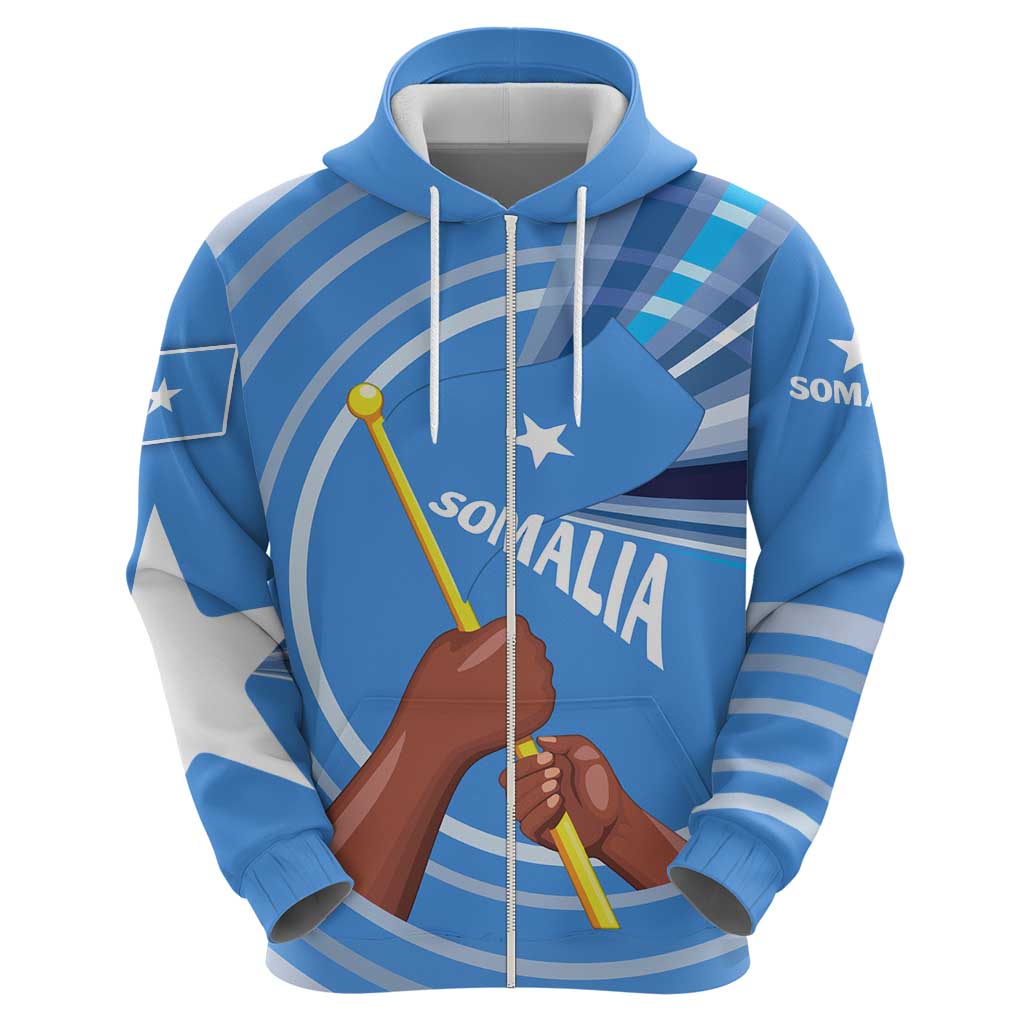Somalia Hoodie with Raised Fist Flag Blue Unity Wave Spirit TS04
