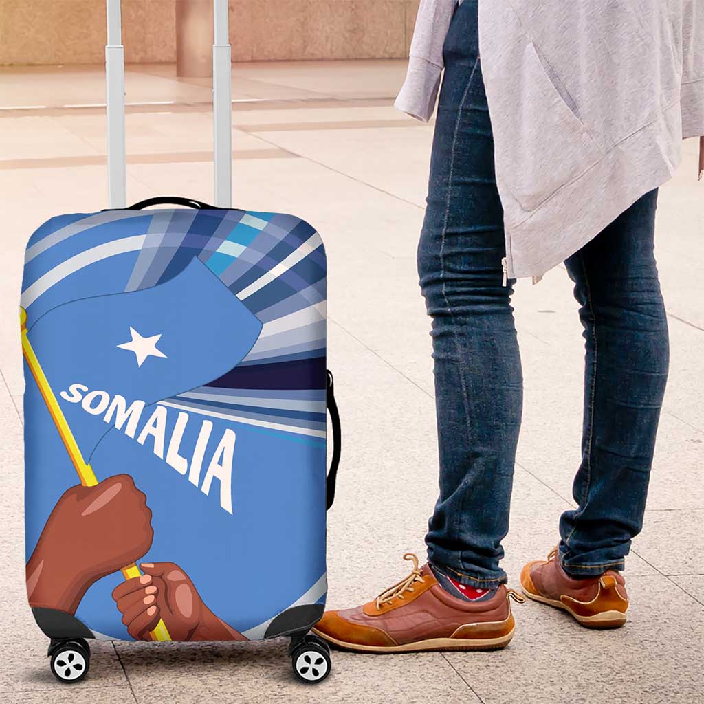 Somalia Luggage Cover with Raised Fist Flag Blue Unity Wave Spirit TS04