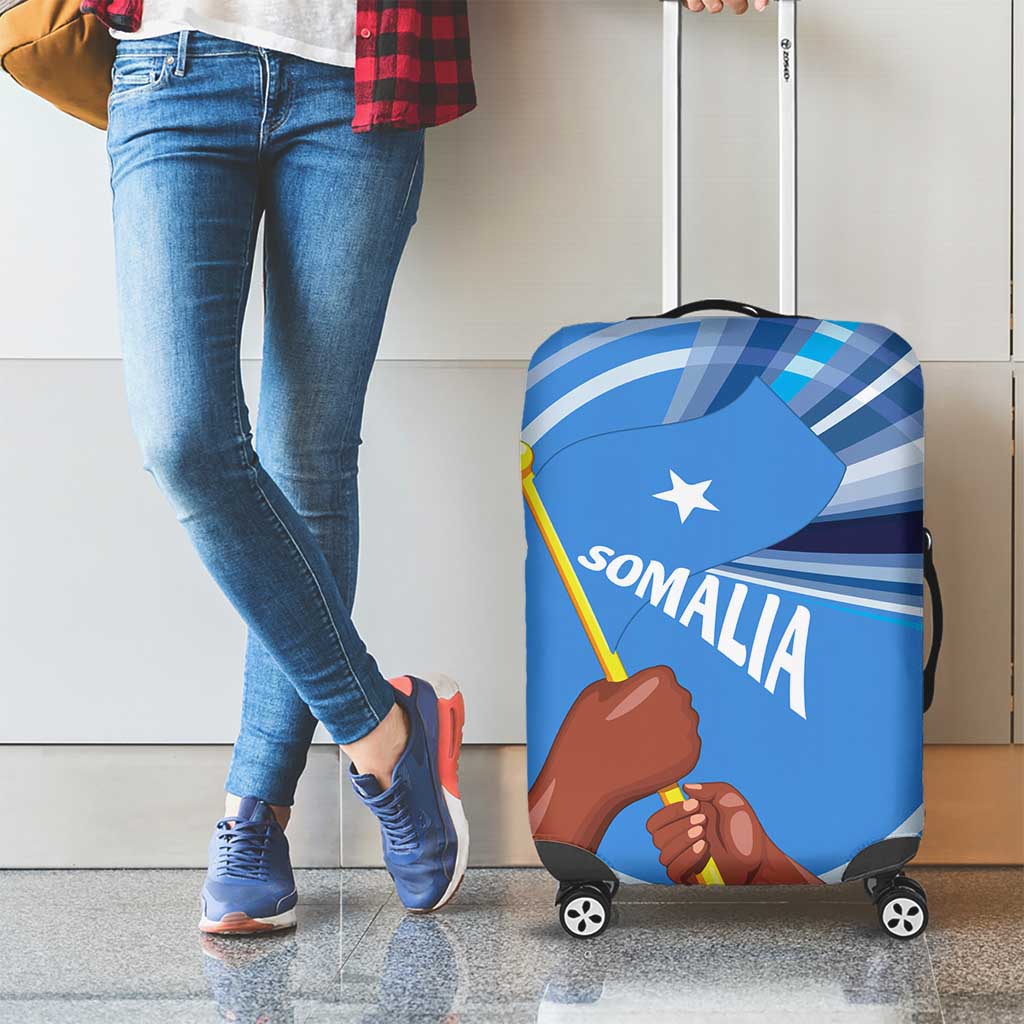 Somalia Luggage Cover with Raised Fist Flag Blue Unity Wave Spirit TS04