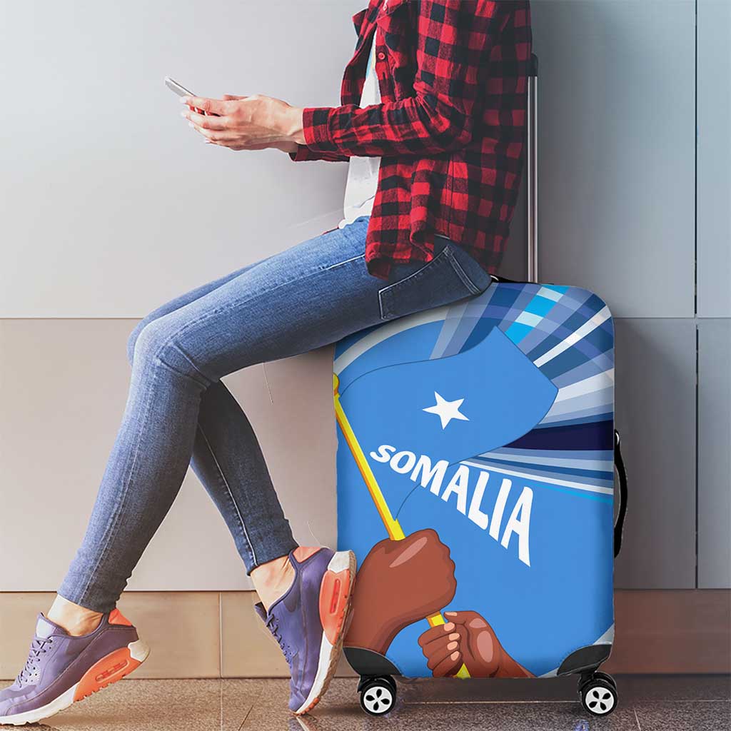 Somalia Luggage Cover with Raised Fist Flag Blue Unity Wave Spirit TS04