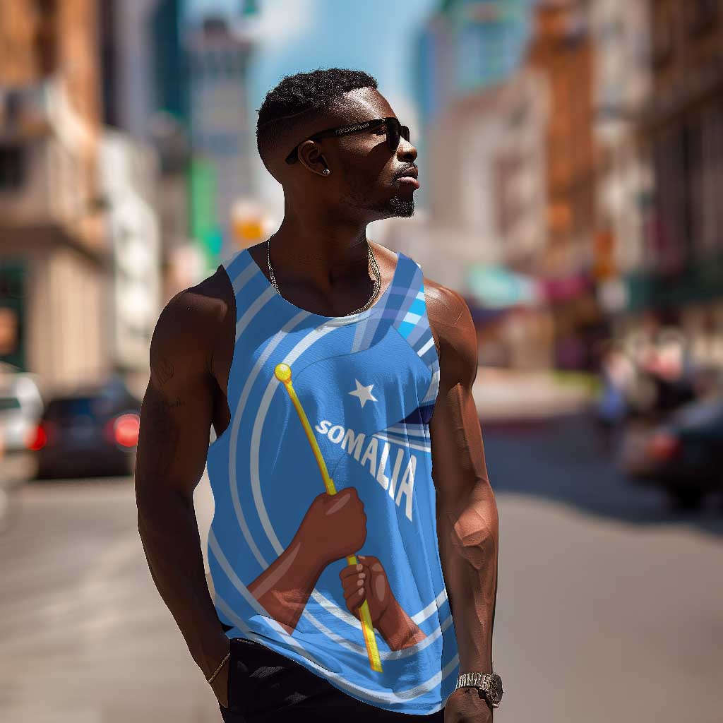 Somalia Men Tank Top with Raised Fist Flag Blue Unity Wave Spirit TS04