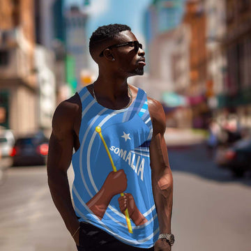 Somalia Men Tank Top with Raised Fist Flag Blue Unity Wave Spirit TS04