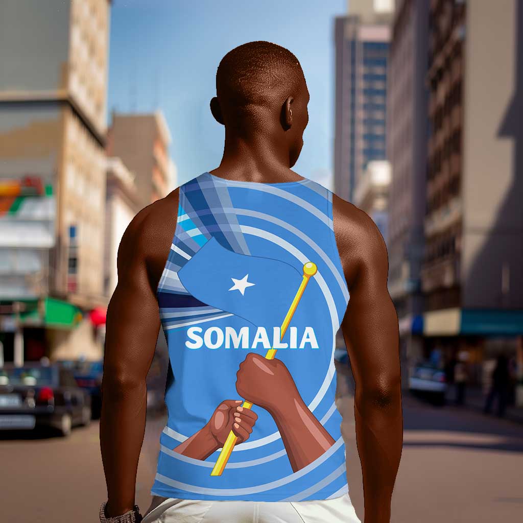 Somalia Men Tank Top with Raised Fist Flag Blue Unity Wave Spirit TS04