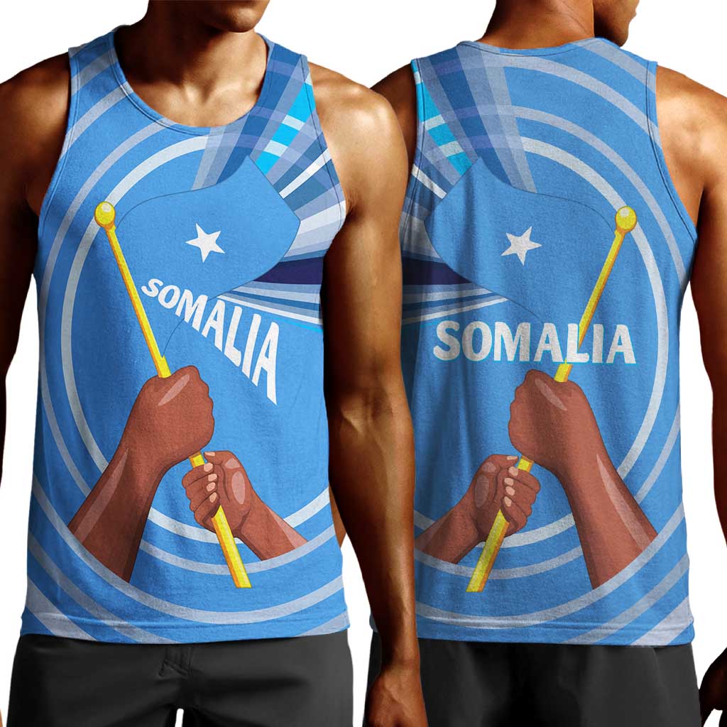 Somalia Men Tank Top with Raised Fist Flag Blue Unity Wave Spirit TS04