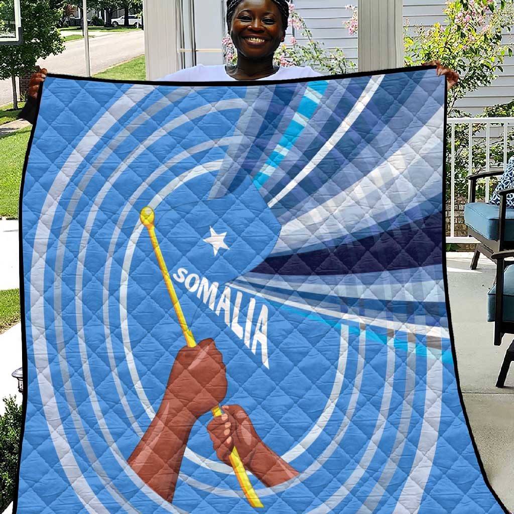 Somalia Quilt with Raised Fist Flag Blue Unity Wave Spirit TS04