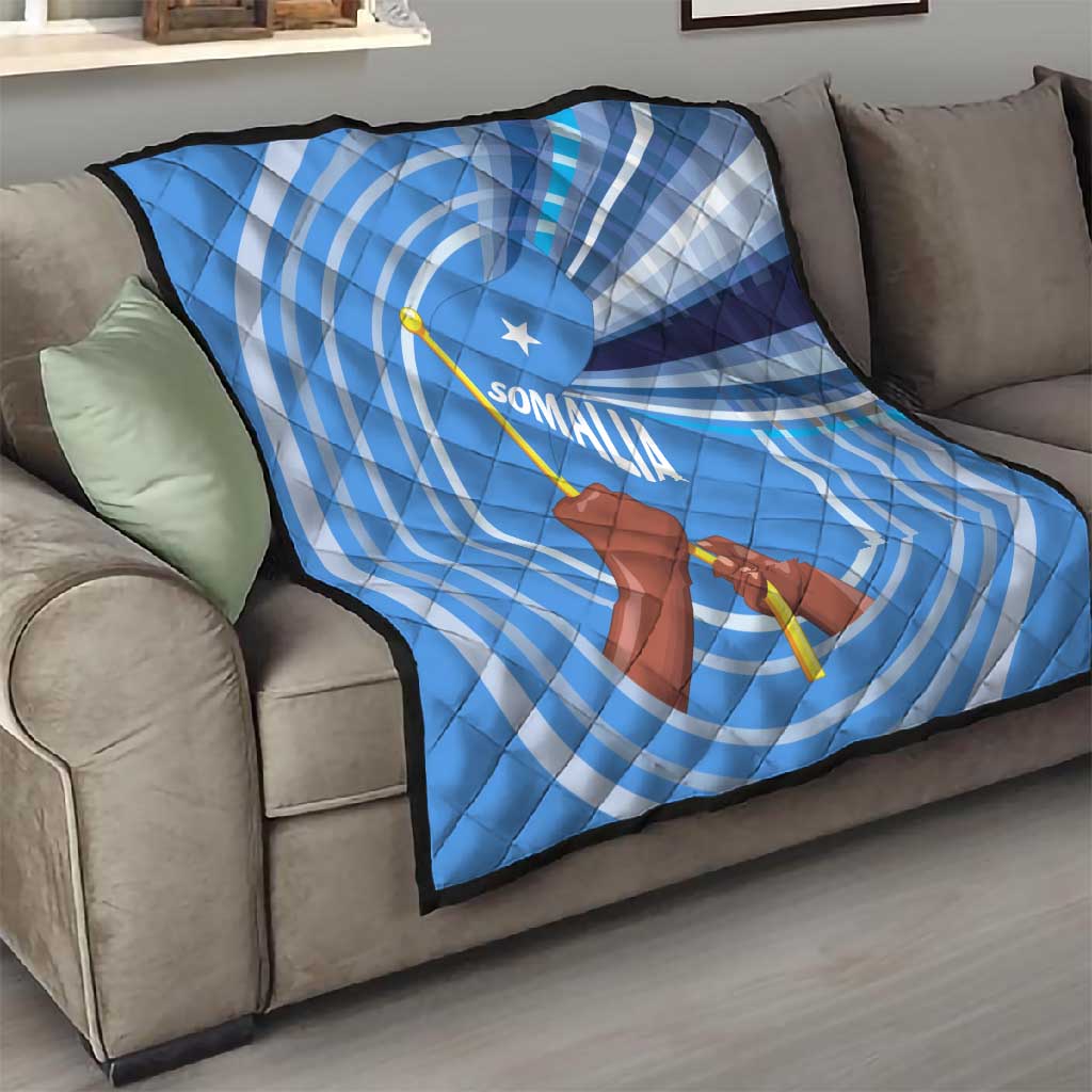 Somalia Quilt with Raised Fist Flag Blue Unity Wave Spirit TS04