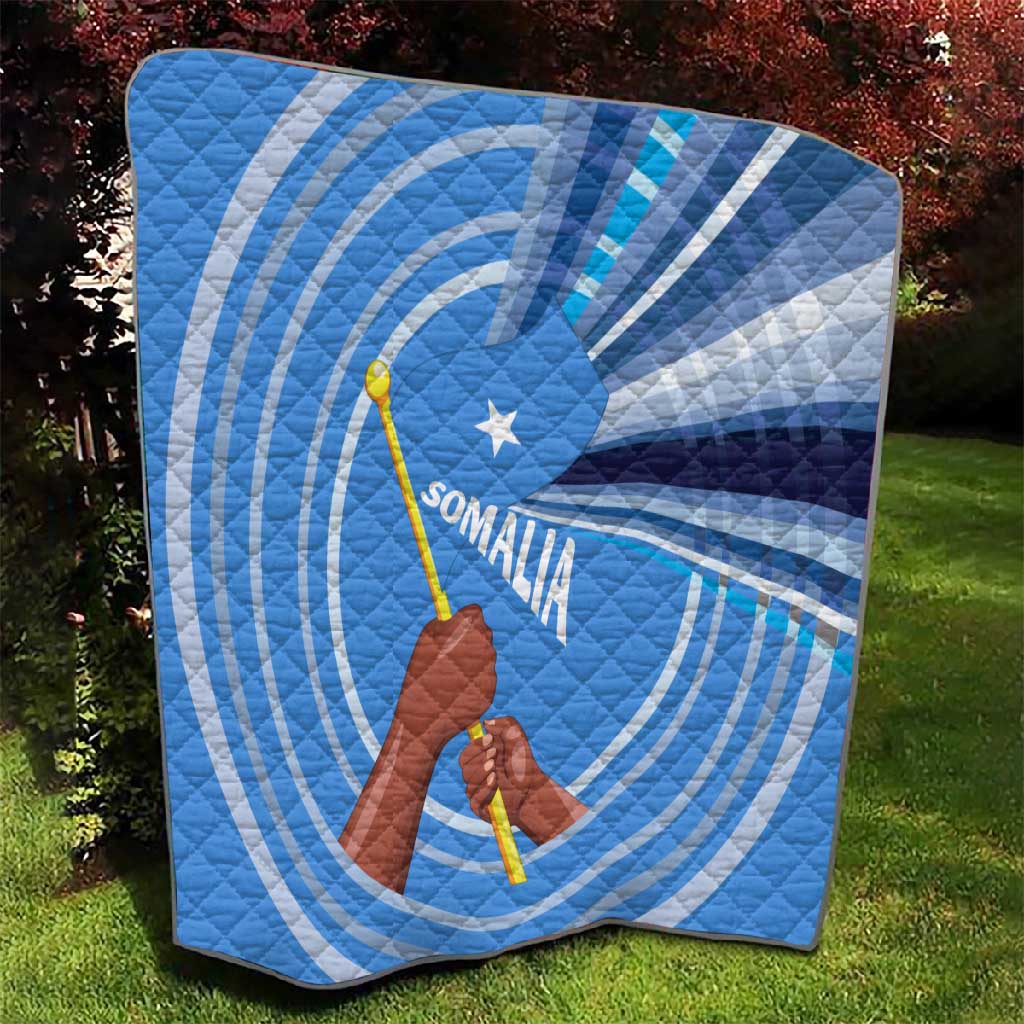 Somalia Quilt with Raised Fist Flag Blue Unity Wave Spirit TS04