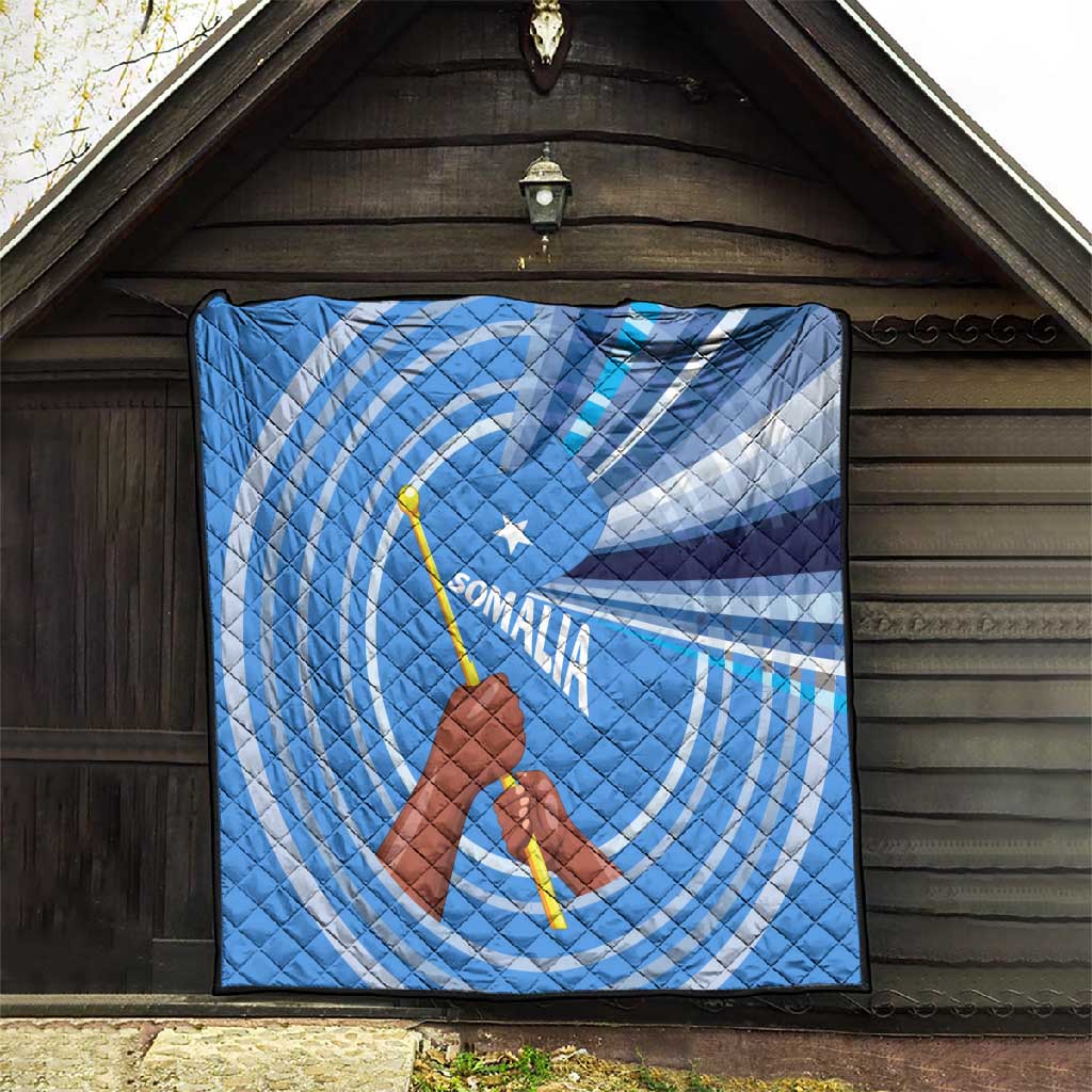 Somalia Quilt with Raised Fist Flag Blue Unity Wave Spirit TS04