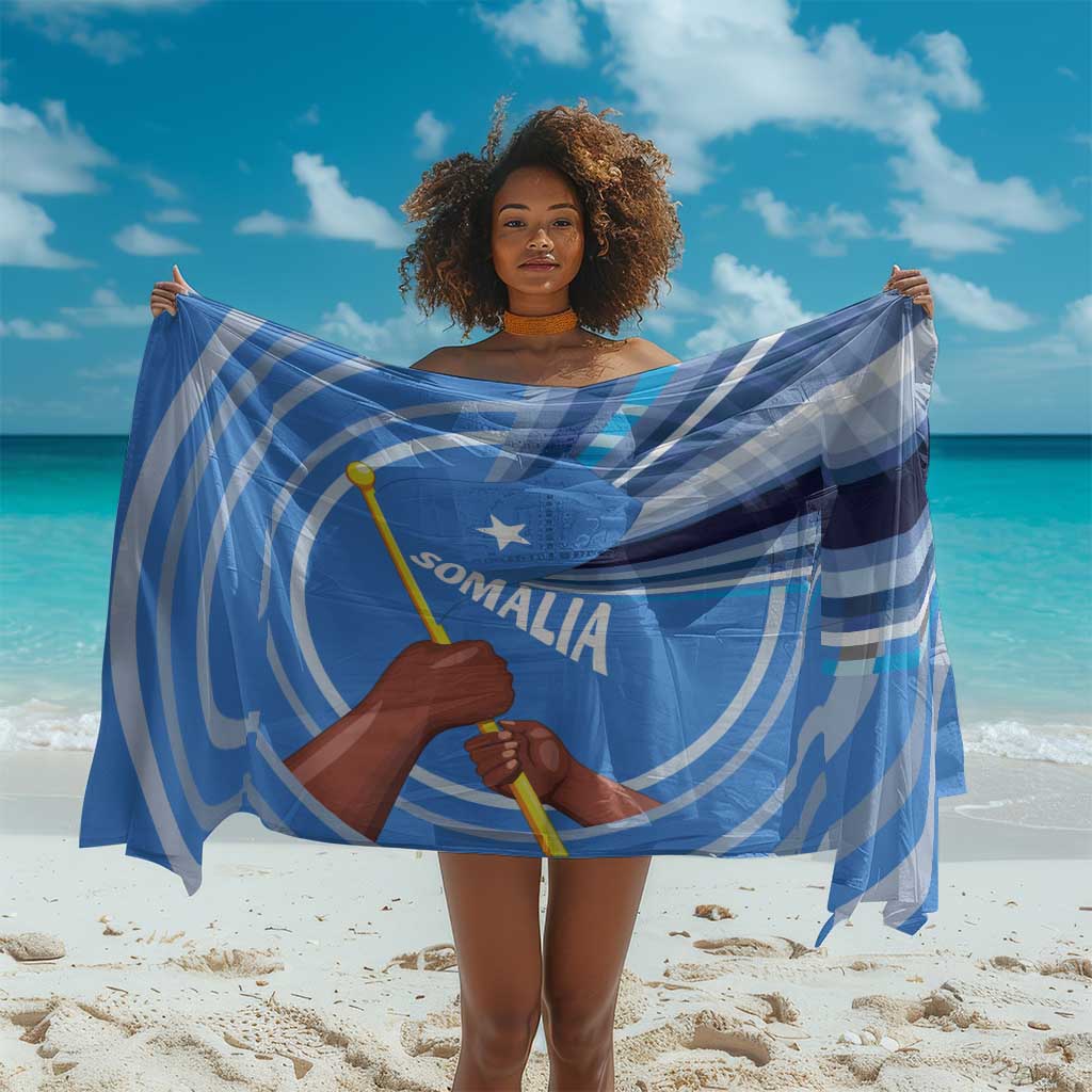 Somalia Sarong with Raised Fist Flag Blue Unity Wave Spirit TS04