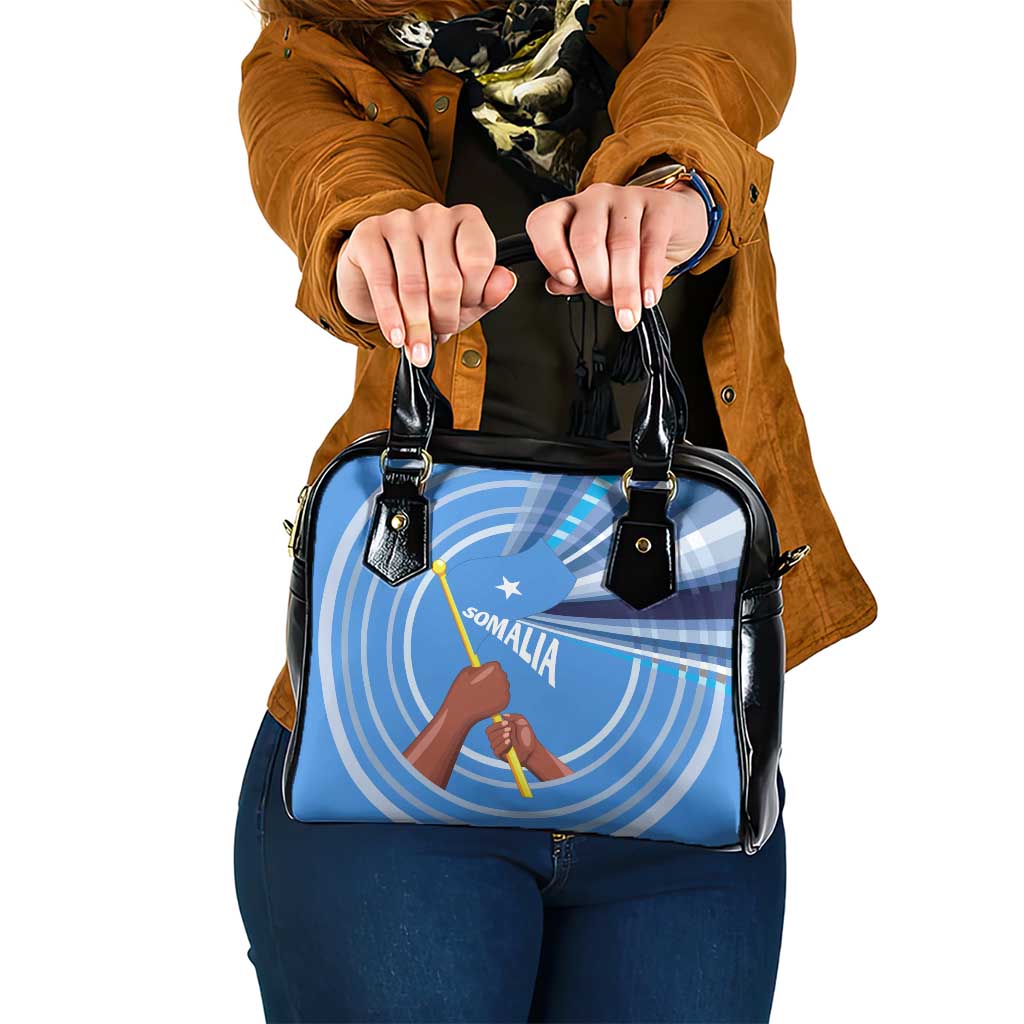 Somalia Shoulder Handbag with Raised Fist Flag Blue Unity Wave Spirit TS04