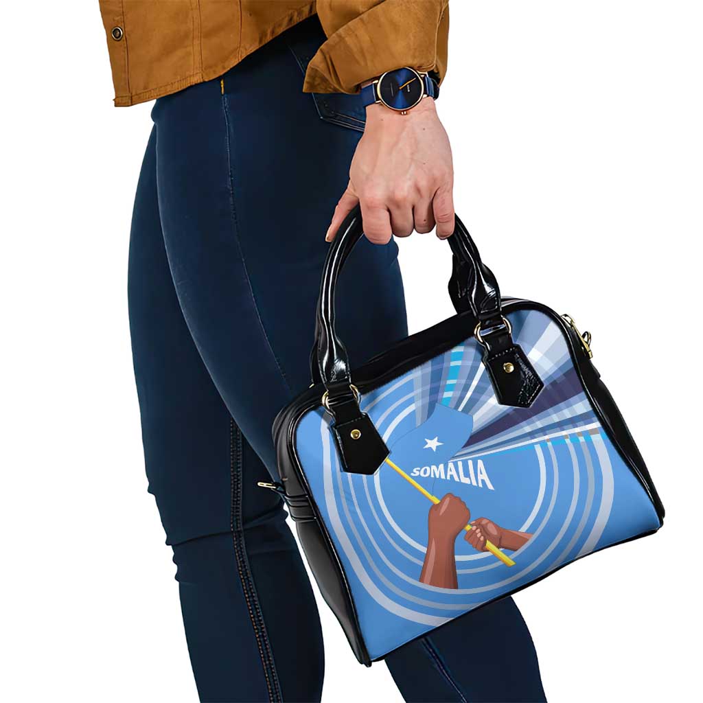 Somalia Shoulder Handbag with Raised Fist Flag Blue Unity Wave Spirit TS04