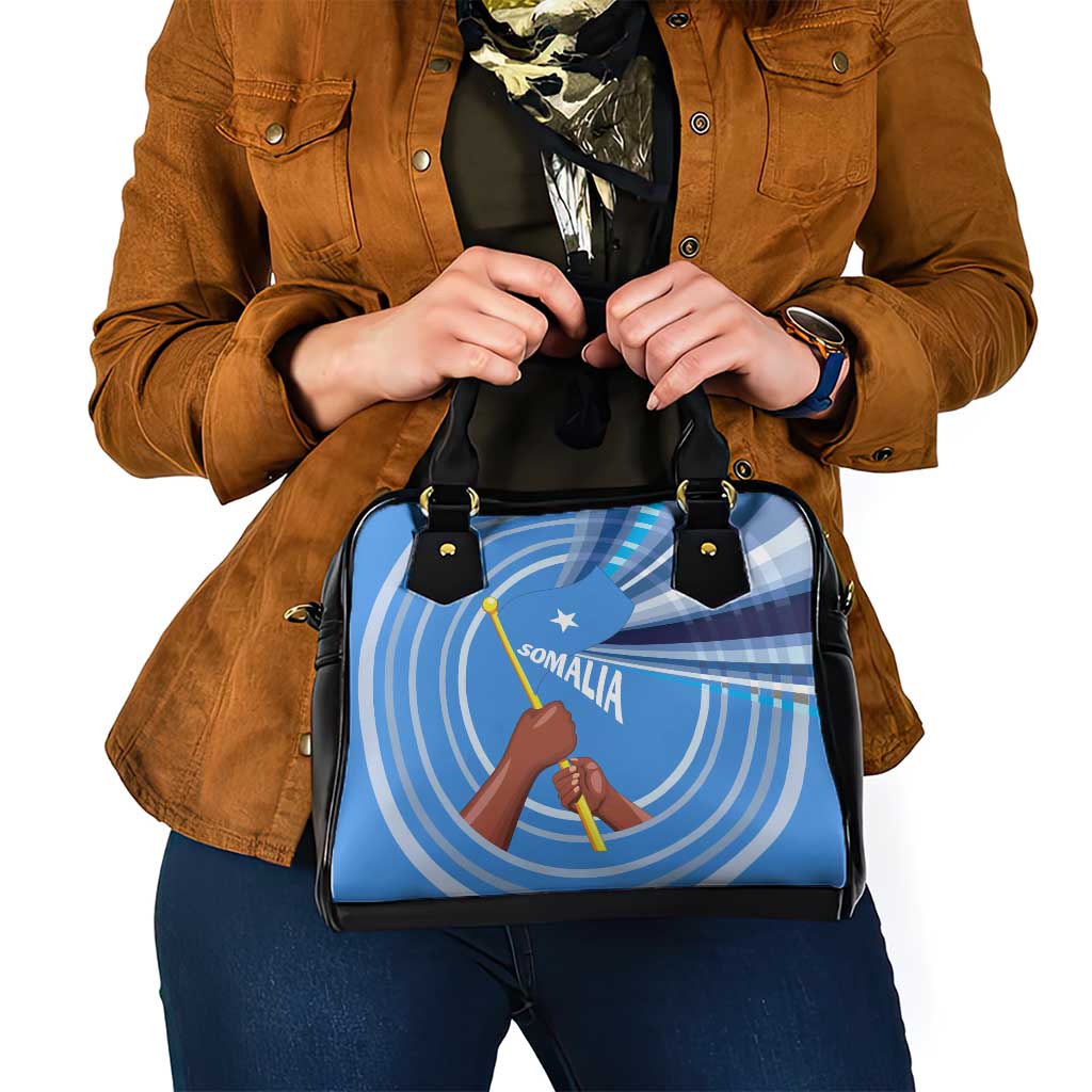 Somalia Shoulder Handbag with Raised Fist Flag Blue Unity Wave Spirit TS04