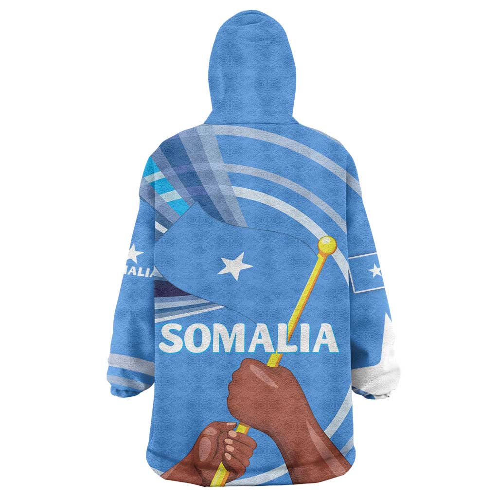 Somalia Wearable Blanket Hoodie with Raised Fist Flag Blue Unity Wave Spirit TS04