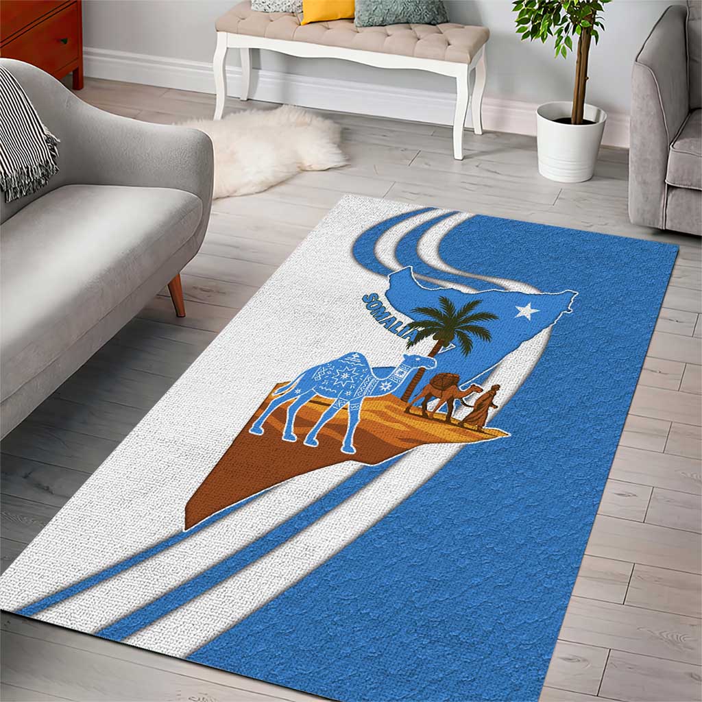 Somalia Area Rug with Camel Desert Map Palm Tree Heritage Spirit TS04