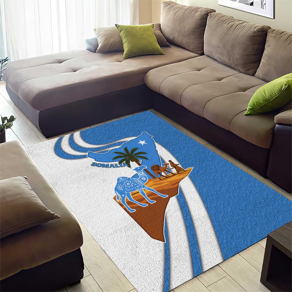 Somalia Area Rug with Camel Desert Map Palm Tree Heritage Spirit TS04
