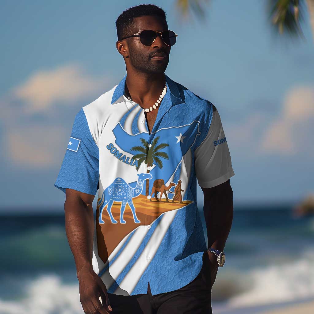 Somalia Hawaiian Shirt with Camel Desert Map Palm Tree Heritage Spirit TS04