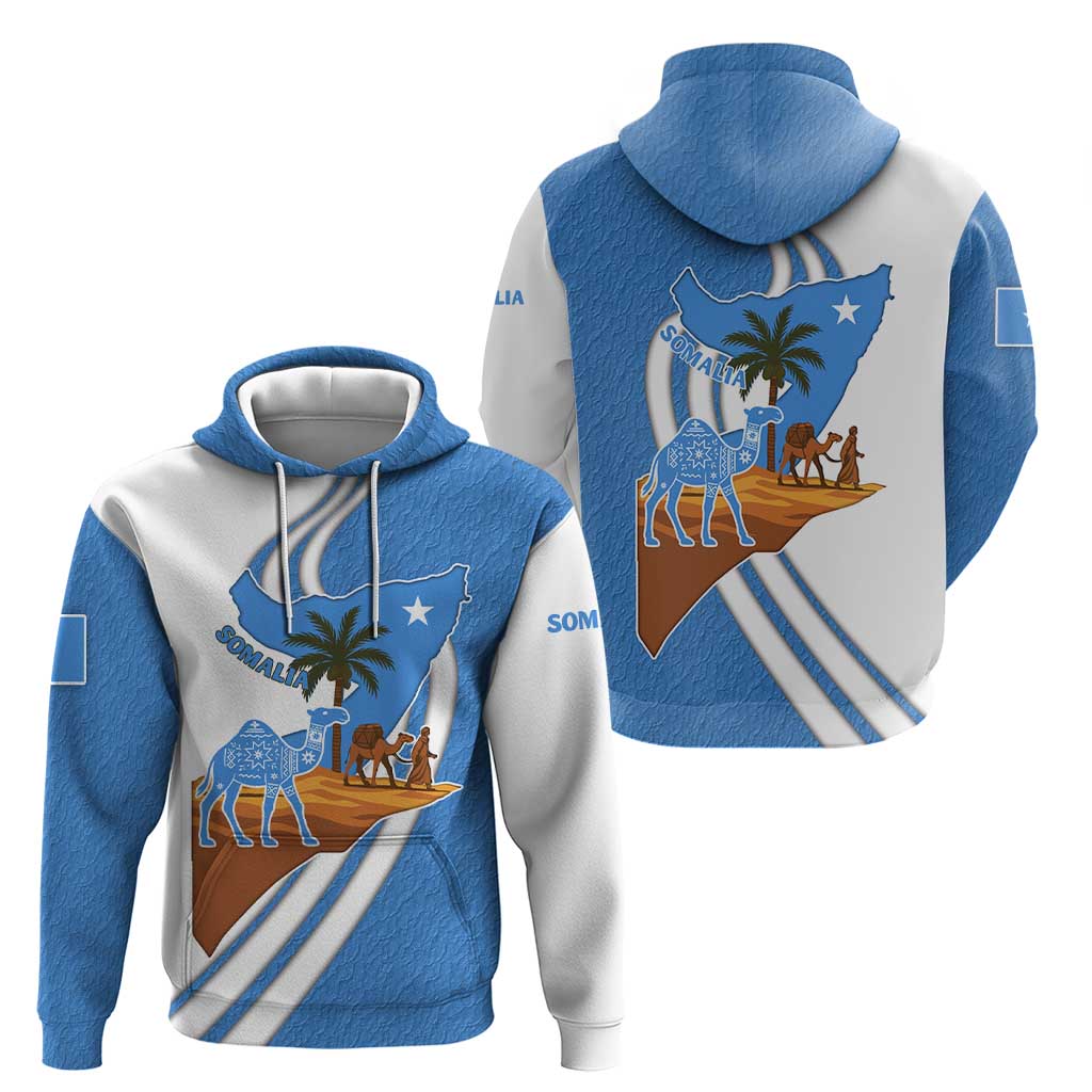 Somalia Hoodie with Camel Desert Map Palm Tree Heritage Spirit TS04