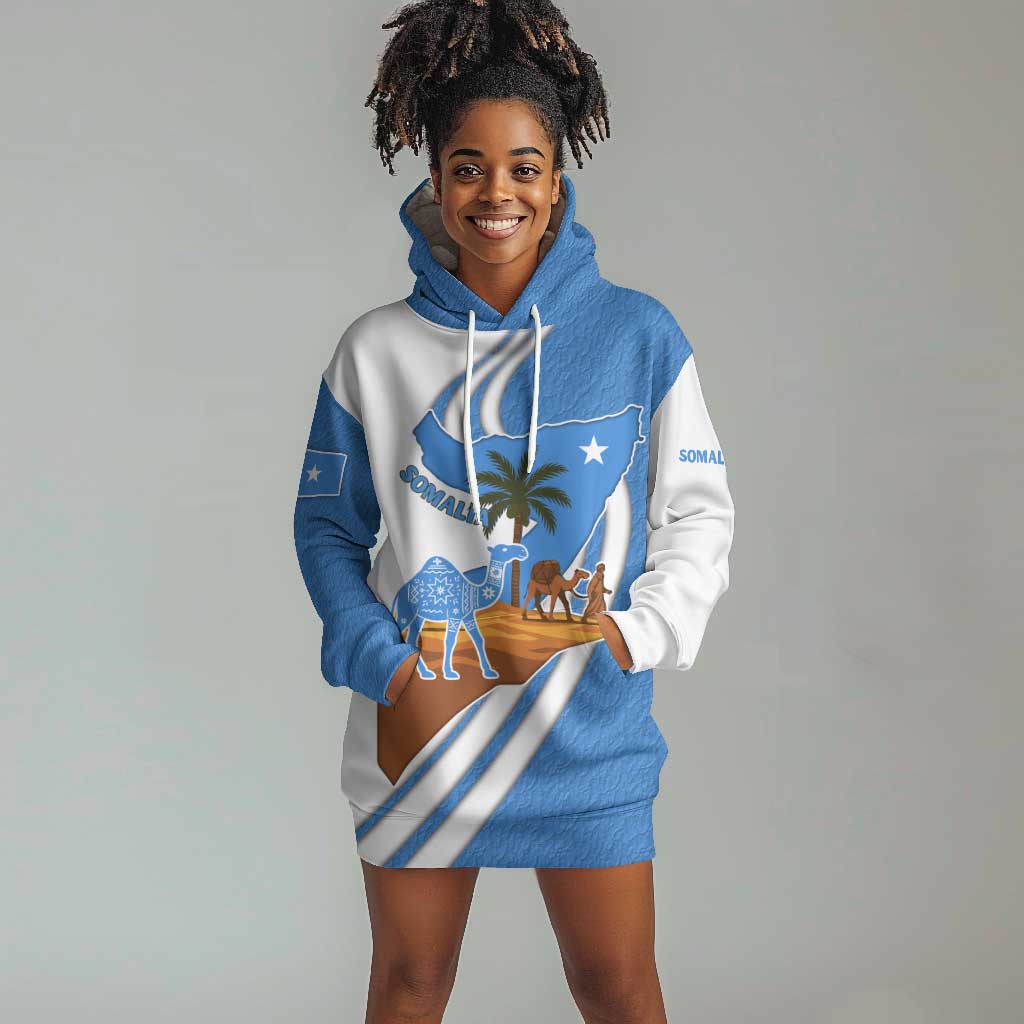 Somalia Hoodie Dress with Camel Desert Map Palm Tree Heritage Spirit TS04