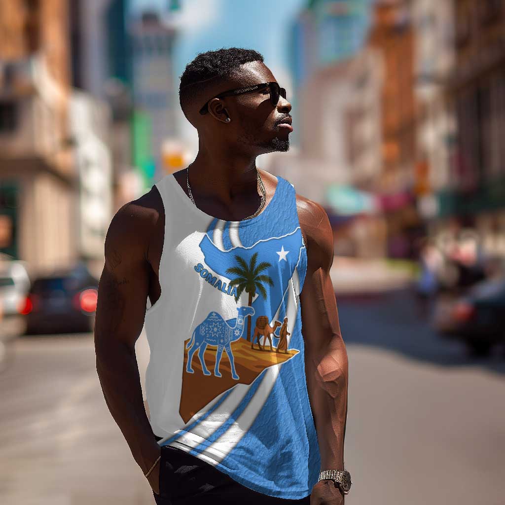 Somalia Men Tank Top with Camel Desert Map Palm Tree Heritage Spirit TS04