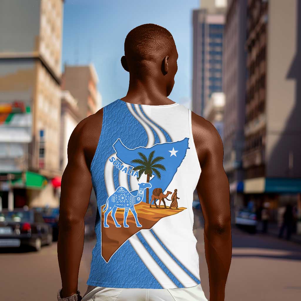 Somalia Men Tank Top with Camel Desert Map Palm Tree Heritage Spirit TS04