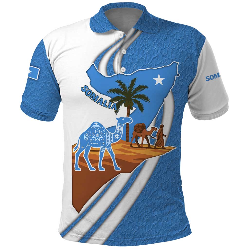 Somalia Polo Shirt with Camel Desert Map Palm Tree Heritage Spirit TS04