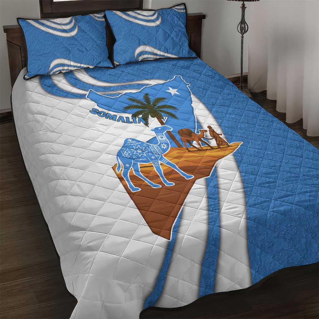 Somalia Quilt Bed Set with Camel Desert Map Palm Tree Heritage Spirit TS04