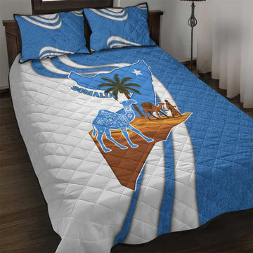 Somalia Quilt Bed Set with Camel Desert Map Palm Tree Heritage Spirit TS04