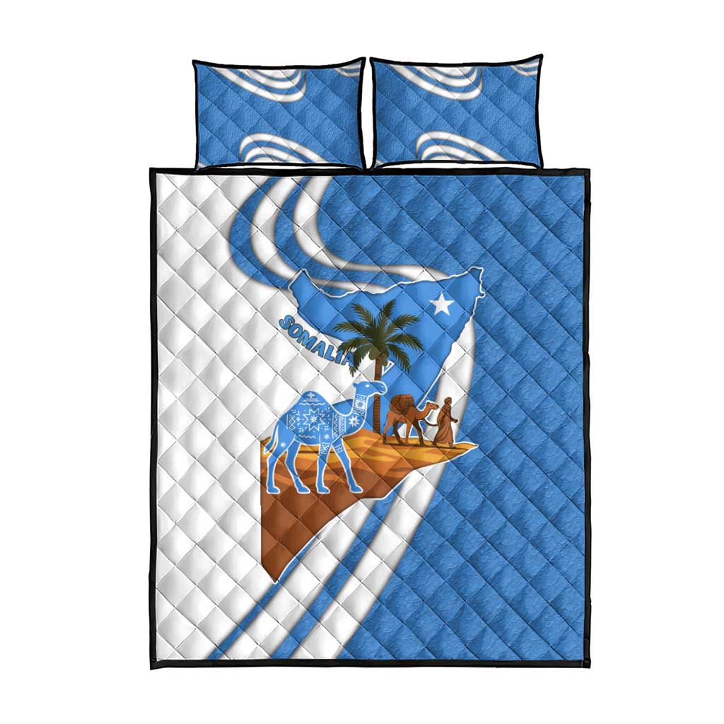 Somalia Quilt Bed Set with Camel Desert Map Palm Tree Heritage Spirit TS04
