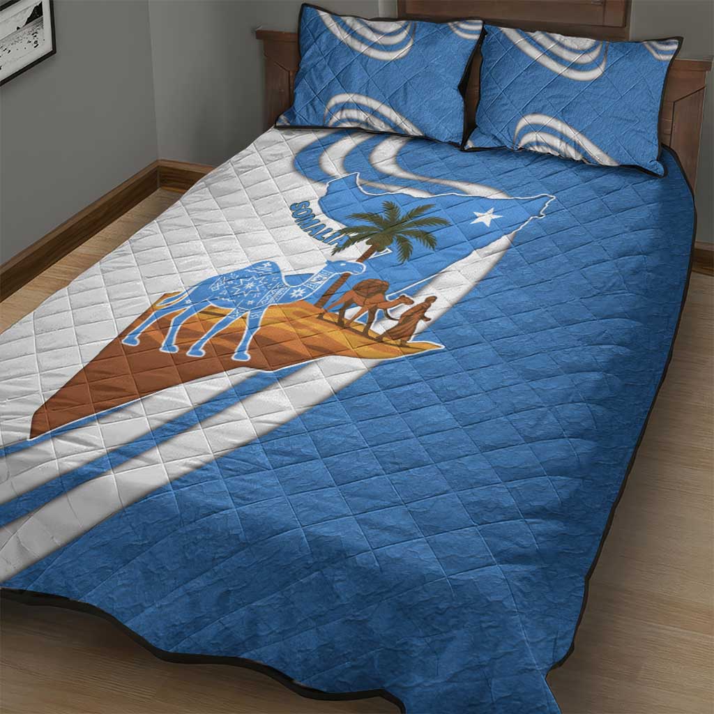 Somalia Quilt Bed Set with Camel Desert Map Palm Tree Heritage Spirit TS04