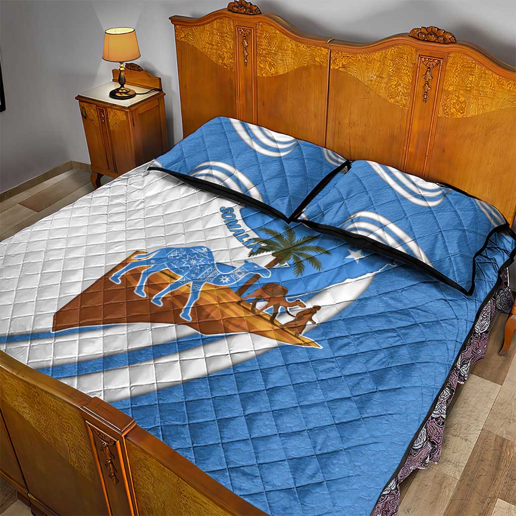 Somalia Quilt Bed Set with Camel Desert Map Palm Tree Heritage Spirit TS04