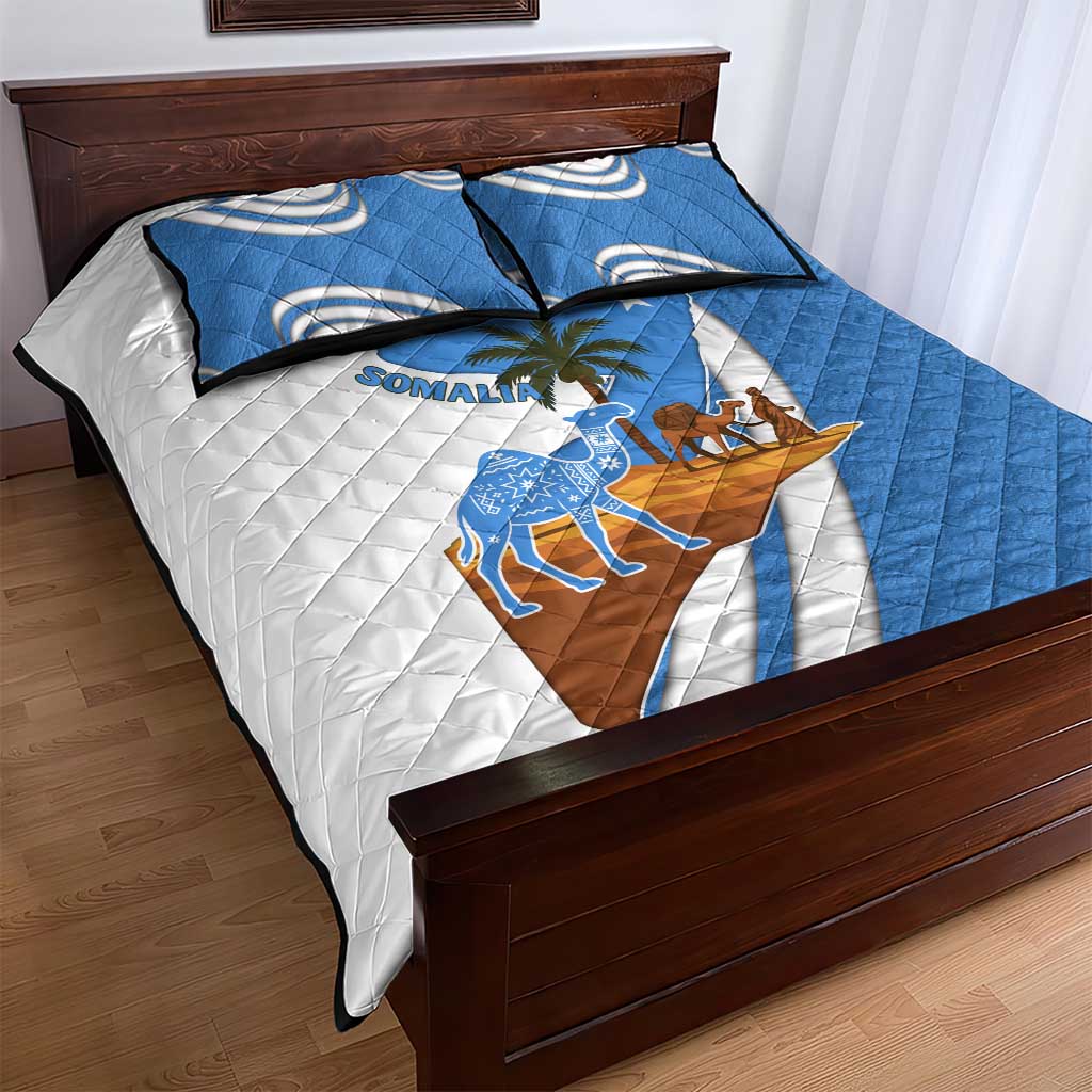 Somalia Quilt Bed Set with Camel Desert Map Palm Tree Heritage Spirit TS04