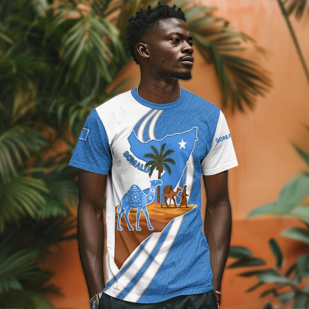 Somalia T shirt with Camel Desert Map Palm Tree Heritage Spirit TS04