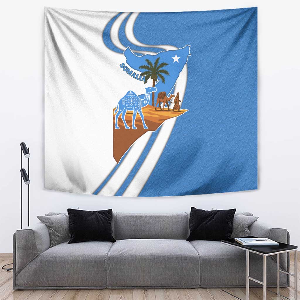 Somalia Tapestry with Camel Desert Map Palm Tree Heritage Spirit TS04
